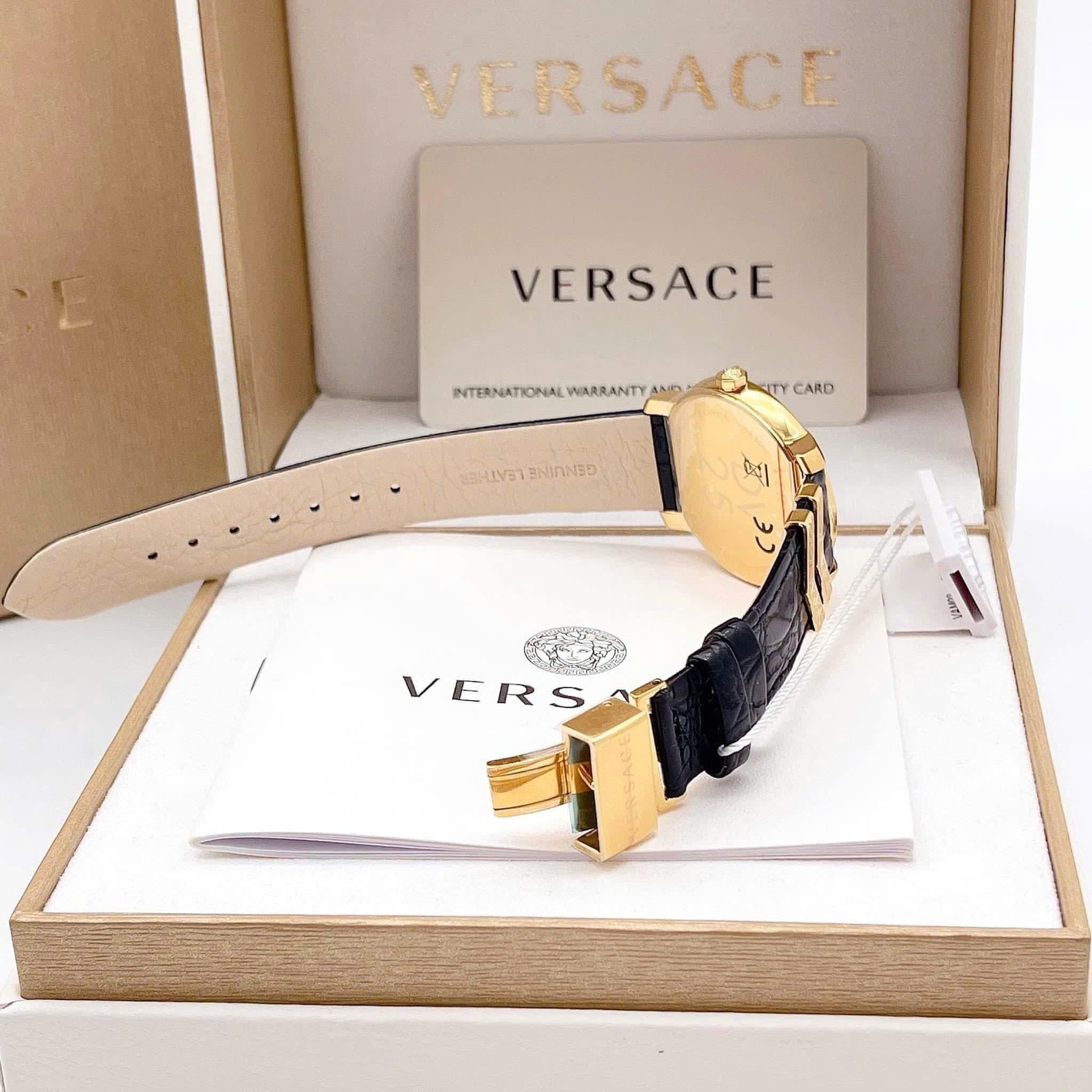 Đồng Hồ Versace DV-25 |Nữ Giới |Mặt Tròn |Vàng Gold |Dây Da Màu Đen |Máy Pin (Quartz) |Size 36mm |donghogiatot.vn