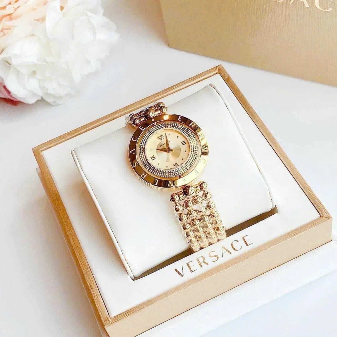 Đồng Hồ Versace Eon Mother Of Pearl |Nữ Giới |Mặt Xoay |Dây Kim Loại Vàng Gold |Máy Pin (Quartz) |Size 33mm |donghogiatot.vn