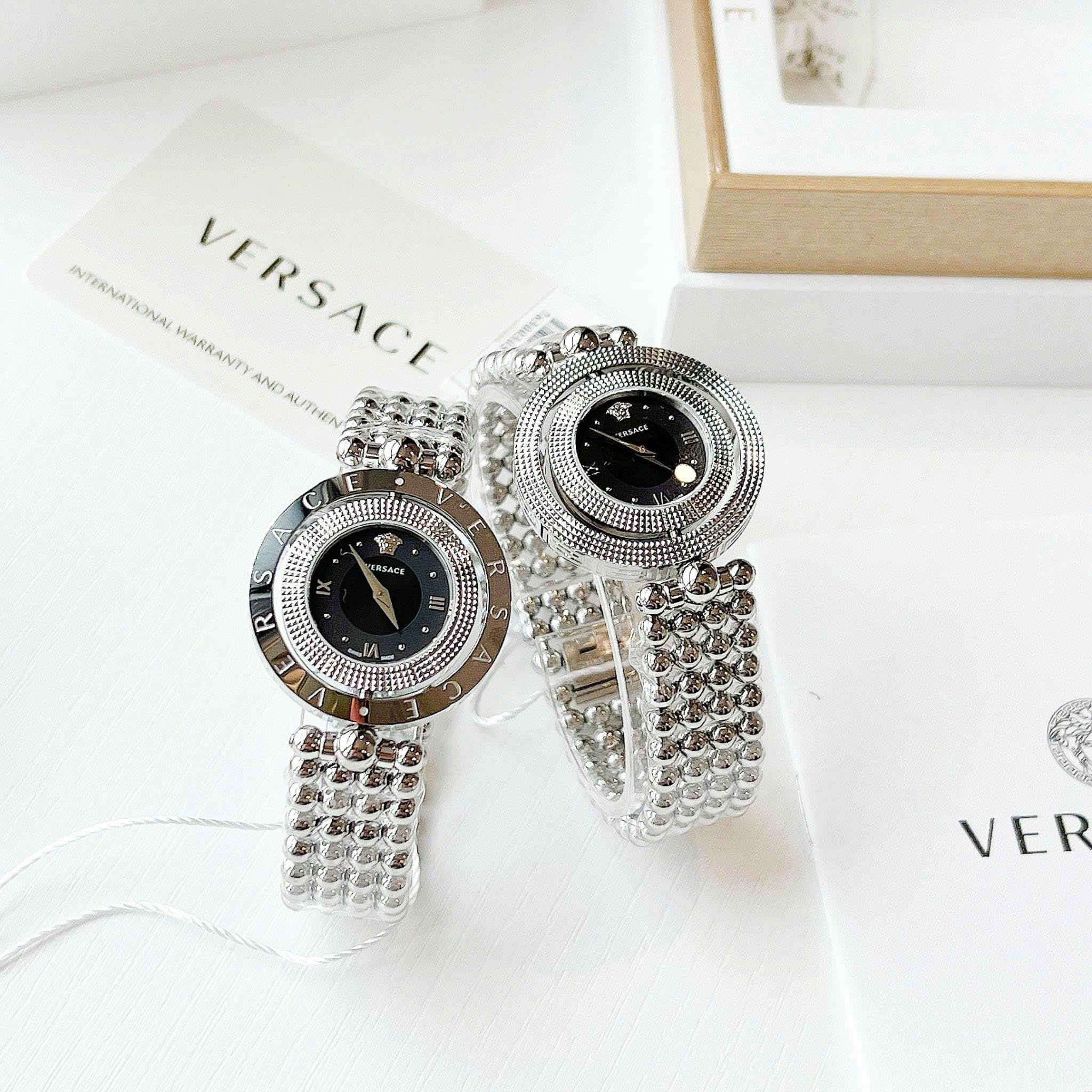 Đồng Hồ Versace Eon |Nữ Giới |Mặt Đen |Xoay 360 Độ |Dây Kim Loại Bi Silver |Máy Pin (Quartz) |Size 33mm |donghogiatot.vn