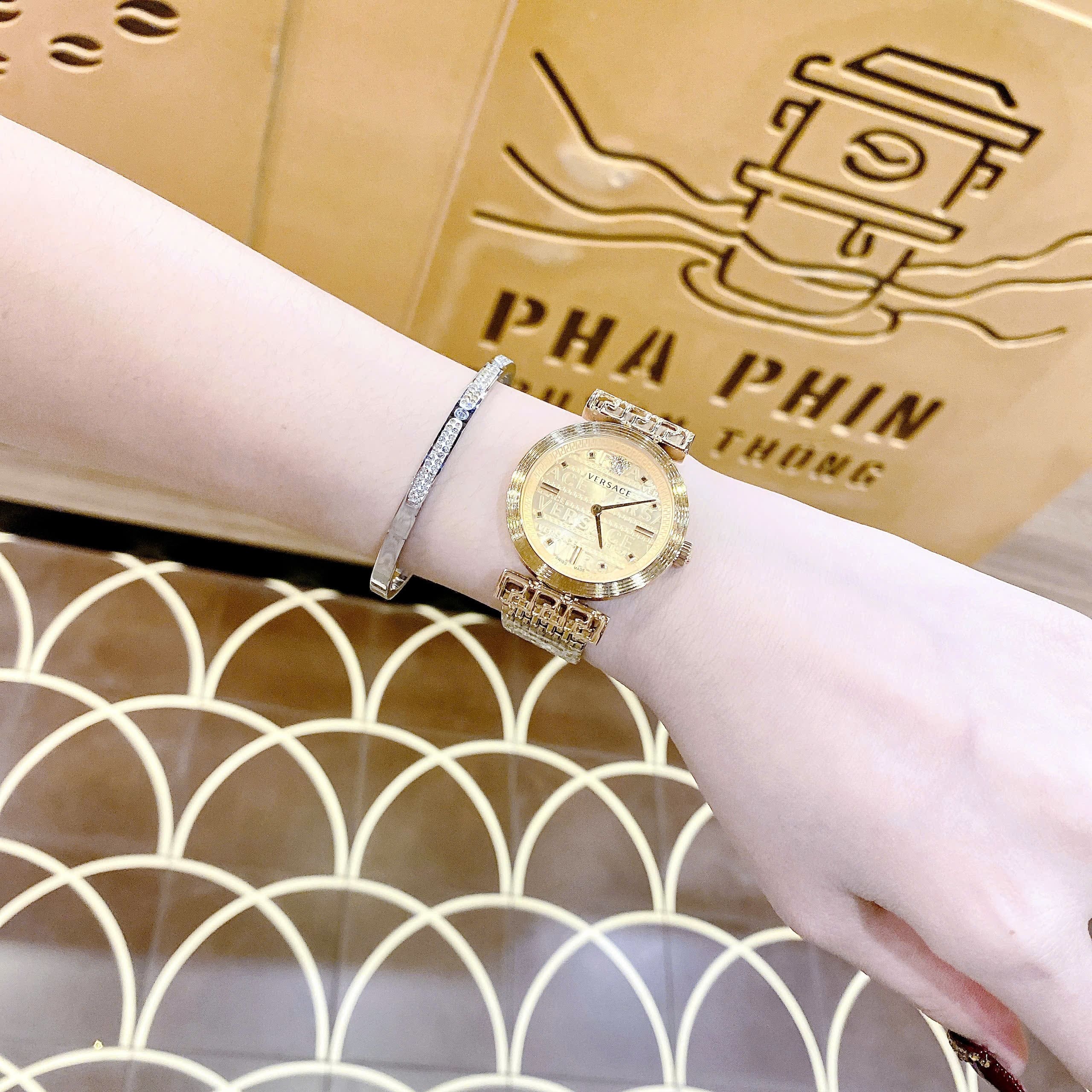 Đồng Hồ Versace Greca Flourish Petite |Nữ Giới |Mặt Tròn |Dây Kim Loại Vàng Gold |Máy Pin (Quartz) |Size 35mm |donghogiatot.vn