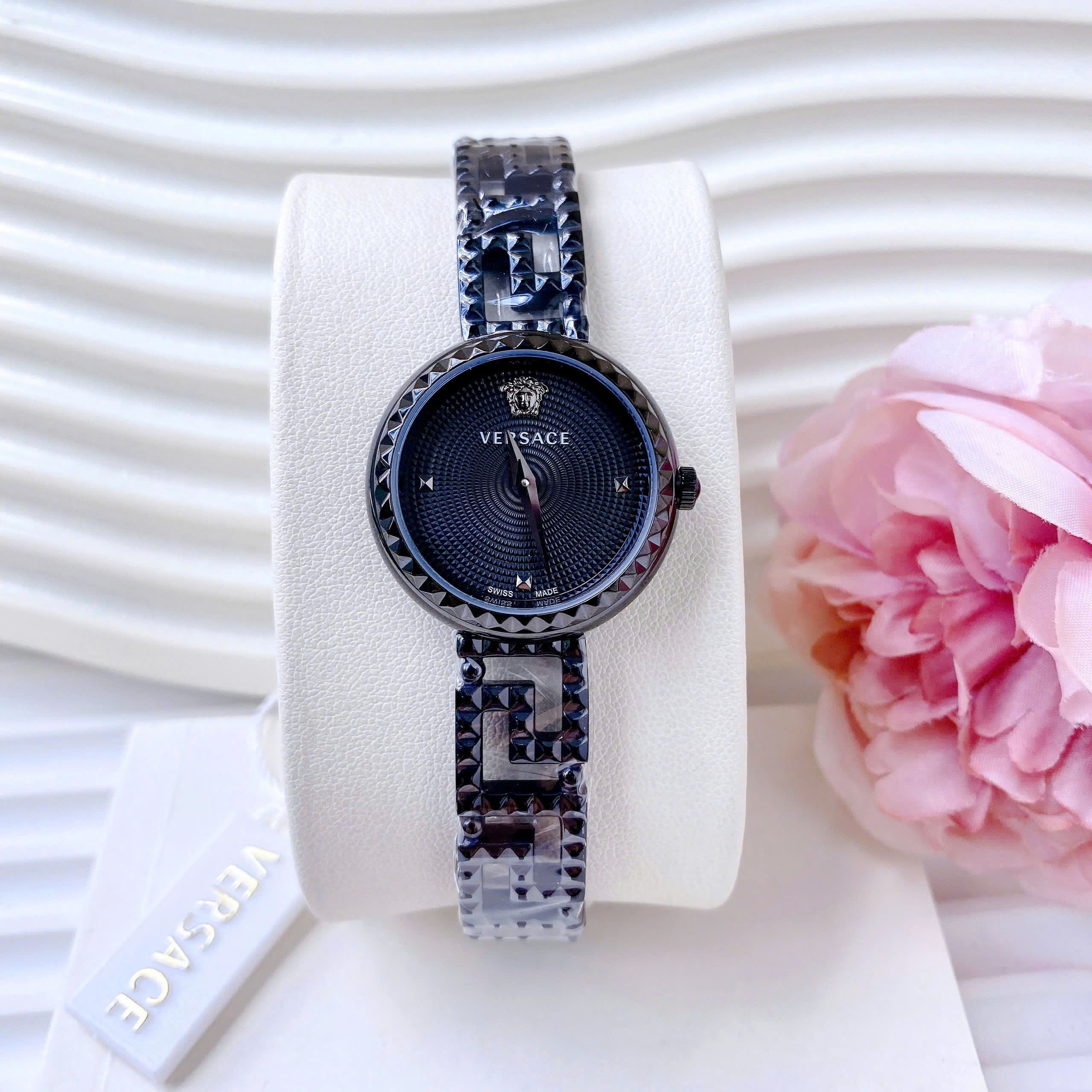 Đồng Hồ Versace Greca Goddess |Nữ Giới |Mặt Đen |Dây Kim Loại Full Đen |Máy Pin (Quartz) |Size 28mm |donghogiatot.vn