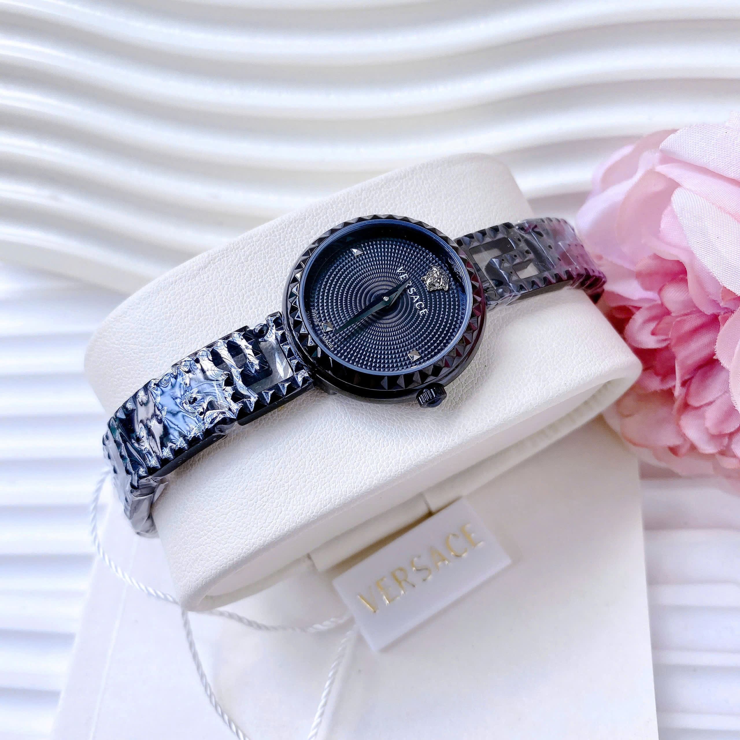 Đồng Hồ Versace Greca Goddess |Nữ Giới |Mặt Đen |Dây Kim Loại Full Đen |Máy Pin (Quartz) |Size 28mm |donghogiatot.vn