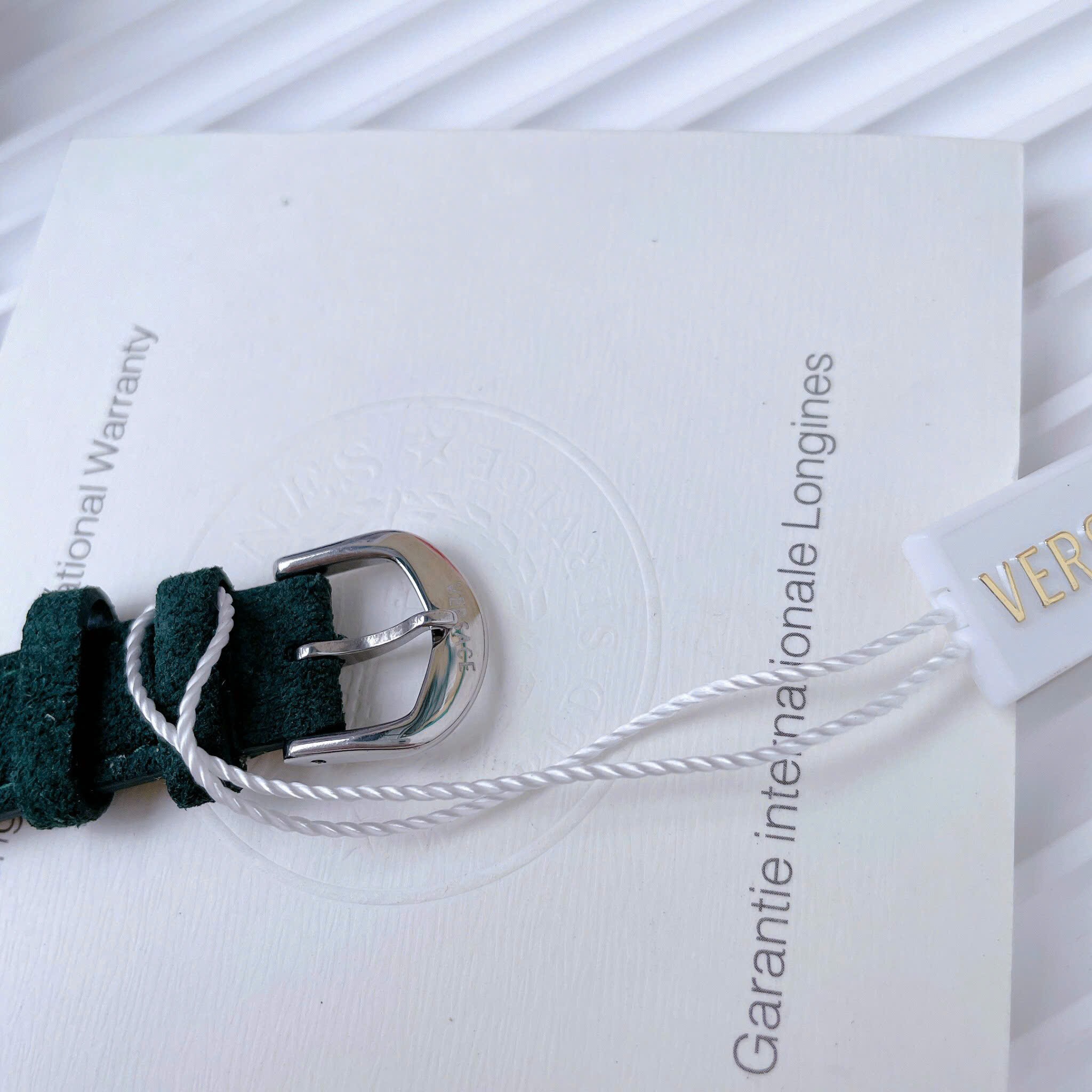 Đồng Hồ Versace Hellenyium |Nữ Giới |Silver |Dây Da Lộn Xanh Cổ Vịt |Máy Pin (Quartz) |Size 36mm |donghogiatot.vn