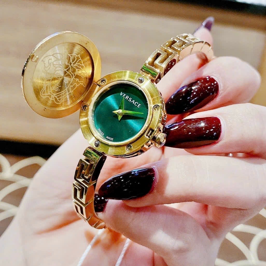 Đồng Hồ Versace Medusa Secret |Nữ Giới |Xanh Lá |Dây Kim Loại Vàng Gold |Máy Pin (Quartz) |Size 25mm |donghogiatot.vn