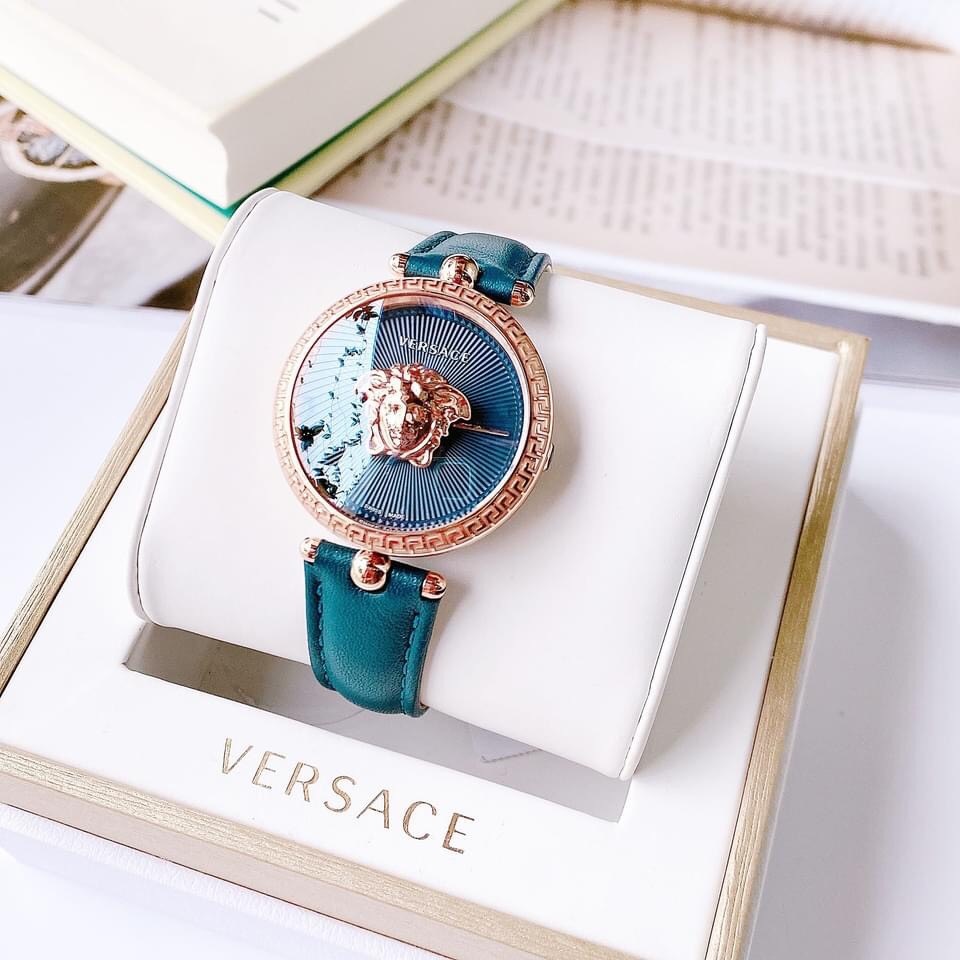 Đồng Hồ Versace Palazzo Empire |Nữ Giới |Rose Gold |Dây Da Xanh Dương |Máy Pin (Quartz) |Size 34mm |donghogiatot.vn