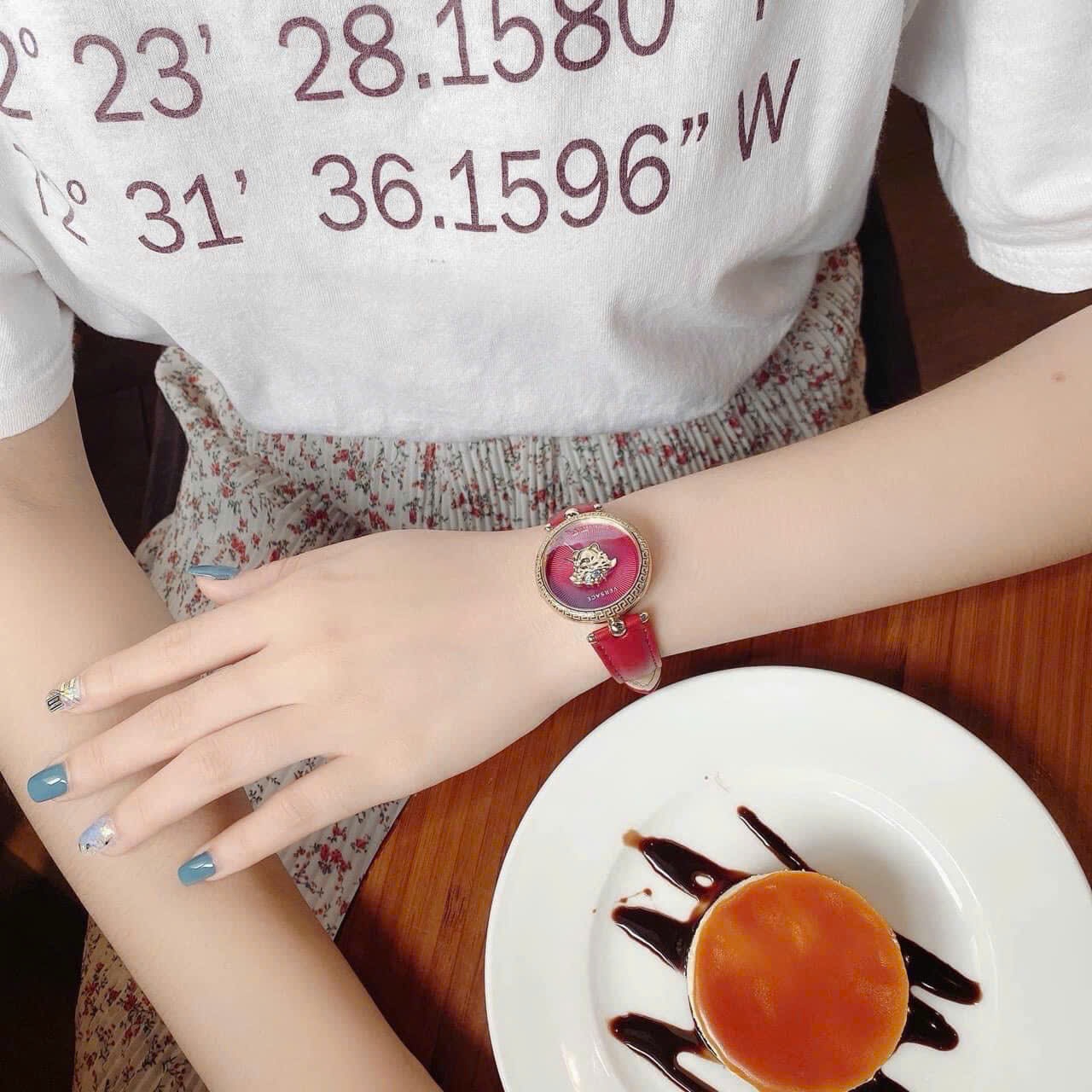 Đồng Hồ Versace Palazzo Empire |Nữ Giới |Vàng Gold |Dây Da Màu Đỏ |Máy Pin (Quartz) |Size 34mm |donghogiatot.vn