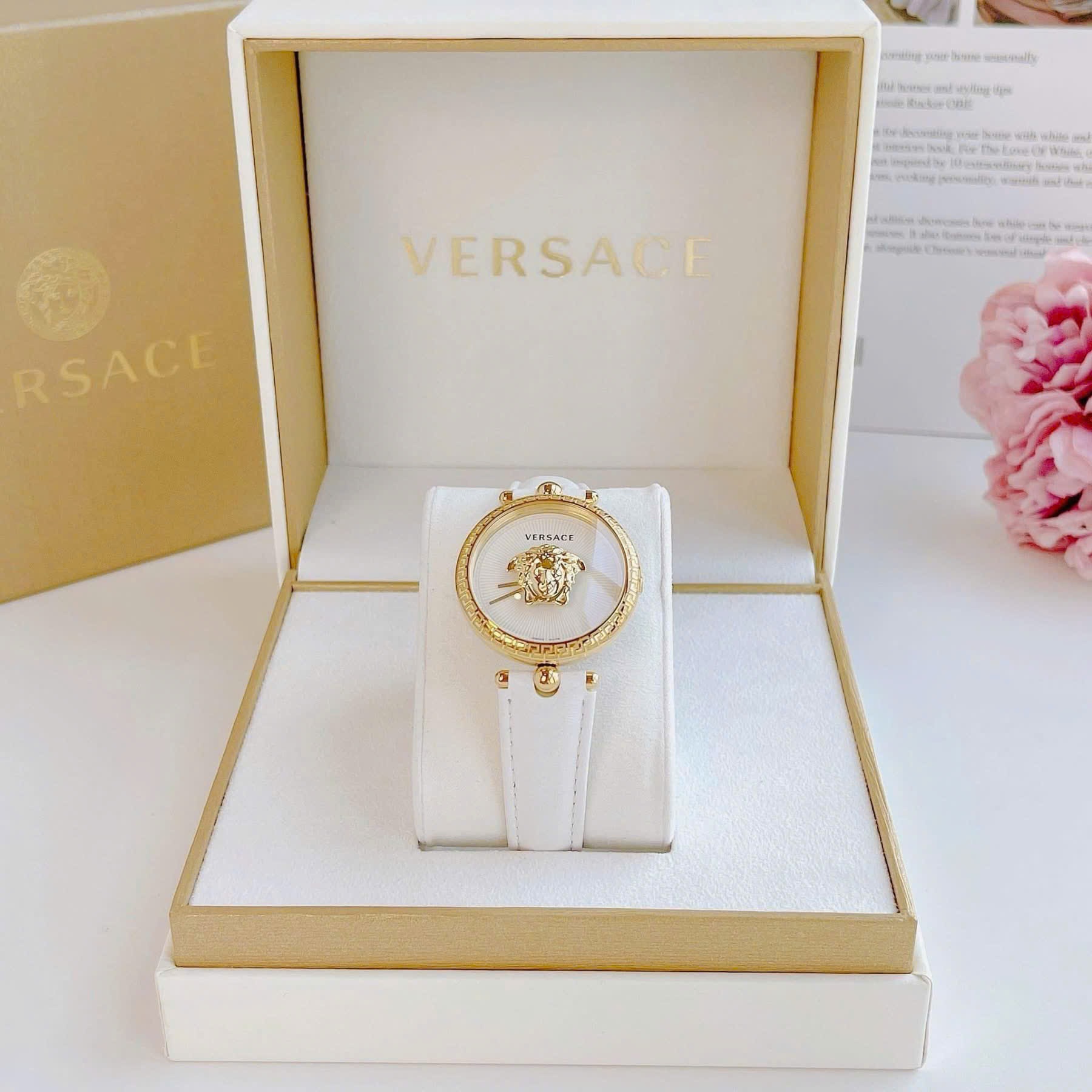 Đồng Hồ Versace Palazzo Empire |Nữ Giới |Vàng Gold |Dây Da Trắng |Máy Pin (Quartz) |Size 34mm |donghogiatot.vn