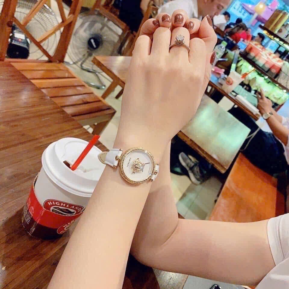 Đồng Hồ Versace Palazzo Empire |Nữ Giới |Vàng Gold |Dây Da Trắng |Máy Pin (Quartz) |Size 34mm |donghogiatot.vn