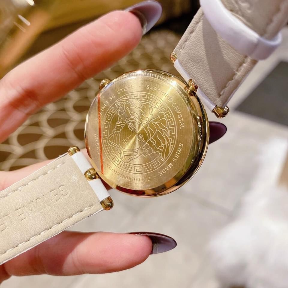 Đồng Hồ Versace Palazzo Empire |Nữ Giới |Vàng Gold |Dây Da Trắng |Máy Pin (Quartz) |Size 34mm |donghogiatot.vn