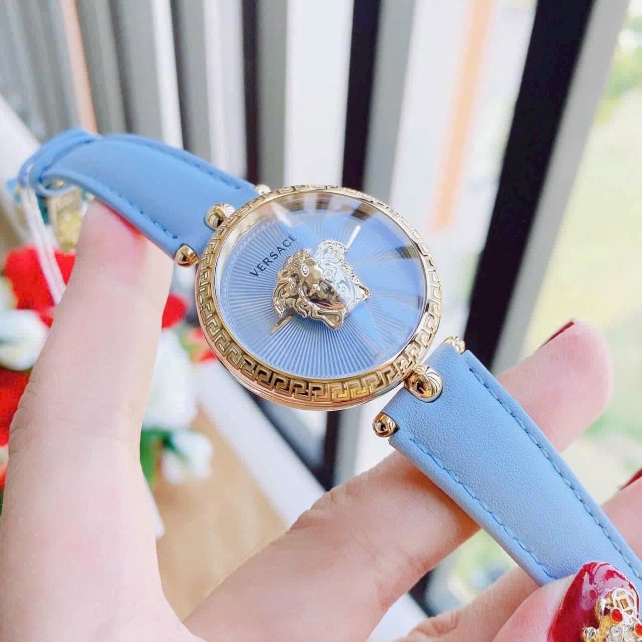 Đồng Hồ Versace Palazzo Empire |Nữ Giới |Vàng Gold |Dây Da Xanh Da Trời |Máy Pin (Quartz) |Size 34mm |donghogiatot.vn