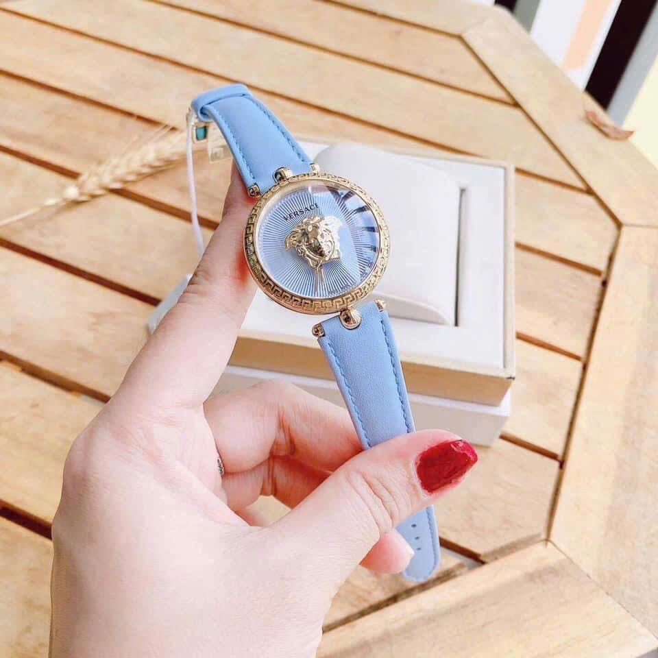 Đồng Hồ Versace Palazzo Empire |Nữ Giới |Vàng Gold |Dây Da Xanh Da Trời |Máy Pin (Quartz) |Size 34mm |donghogiatot.vn