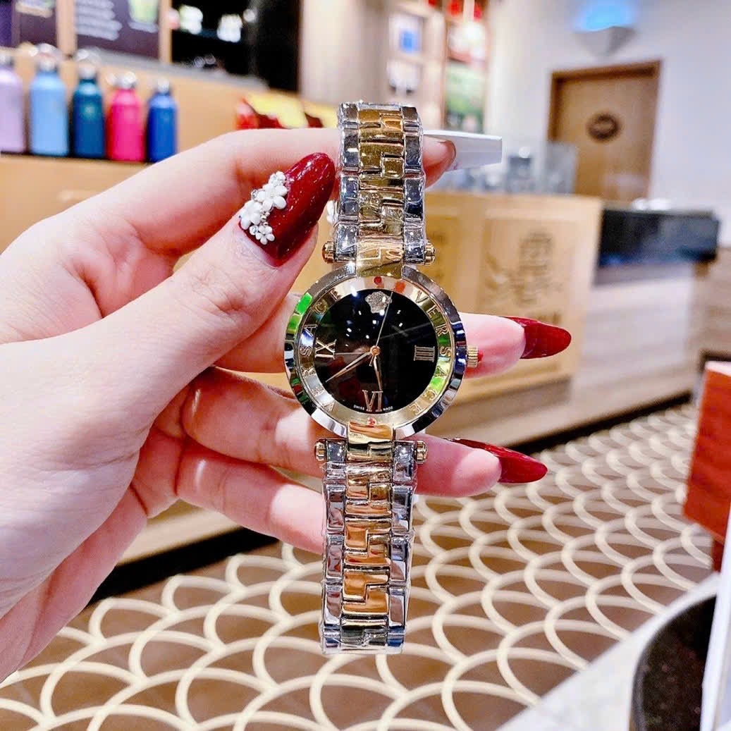 Đồng Hồ Versace Revive |Nữ Giới |Mặt Đen |Tráng Gương |Dây Kim Loại Demi Vàng |Máy Pin (Quartz) |Size 35mm |donghogiatot.vn
