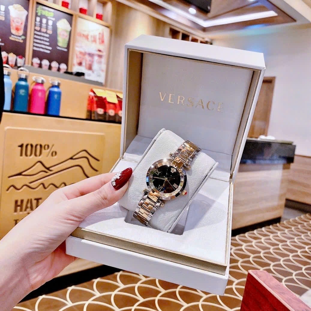 Đồng Hồ Versace Revive |Nữ Giới |Mặt Đen |Tráng Gương |Dây Kim Loại Demi Vàng |Máy Pin (Quartz) |Size 35mm |donghogiatot.vn