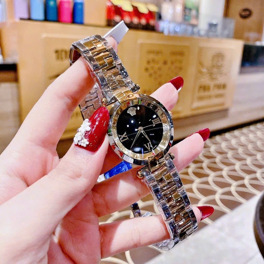 Đồng Hồ Versace Revive |Nữ Giới |Mặt Đen |Tráng Gương |Dây Kim Loại Demi Vàng |Máy Pin (Quartz) |Size 35mm |donghogiatot.vn