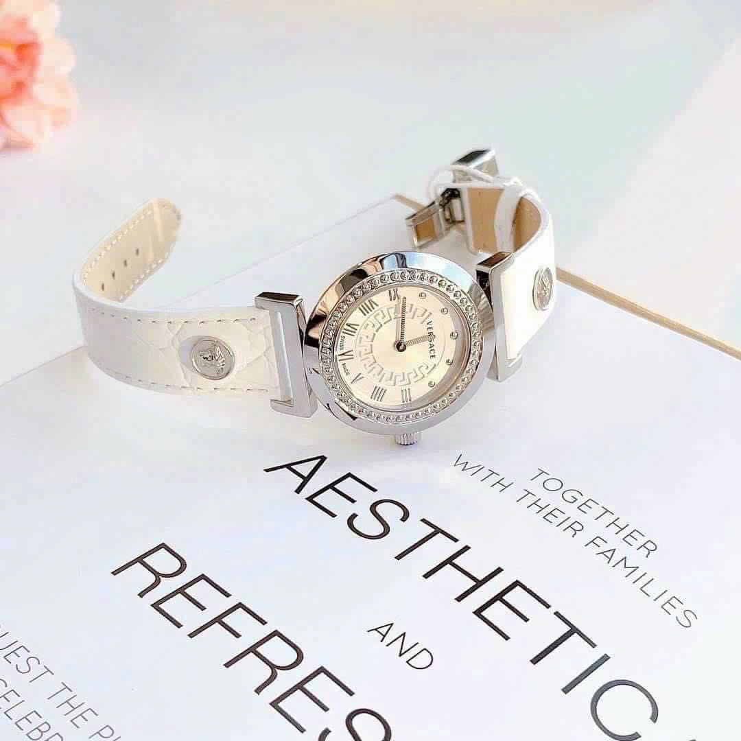 Đồng Hồ Versace Vanity |Nữ Giới |Trắng Silver |Dây Da Màu Trắng |Máy Pin (Quartz) |Size 35mm |donghogiatot.vn