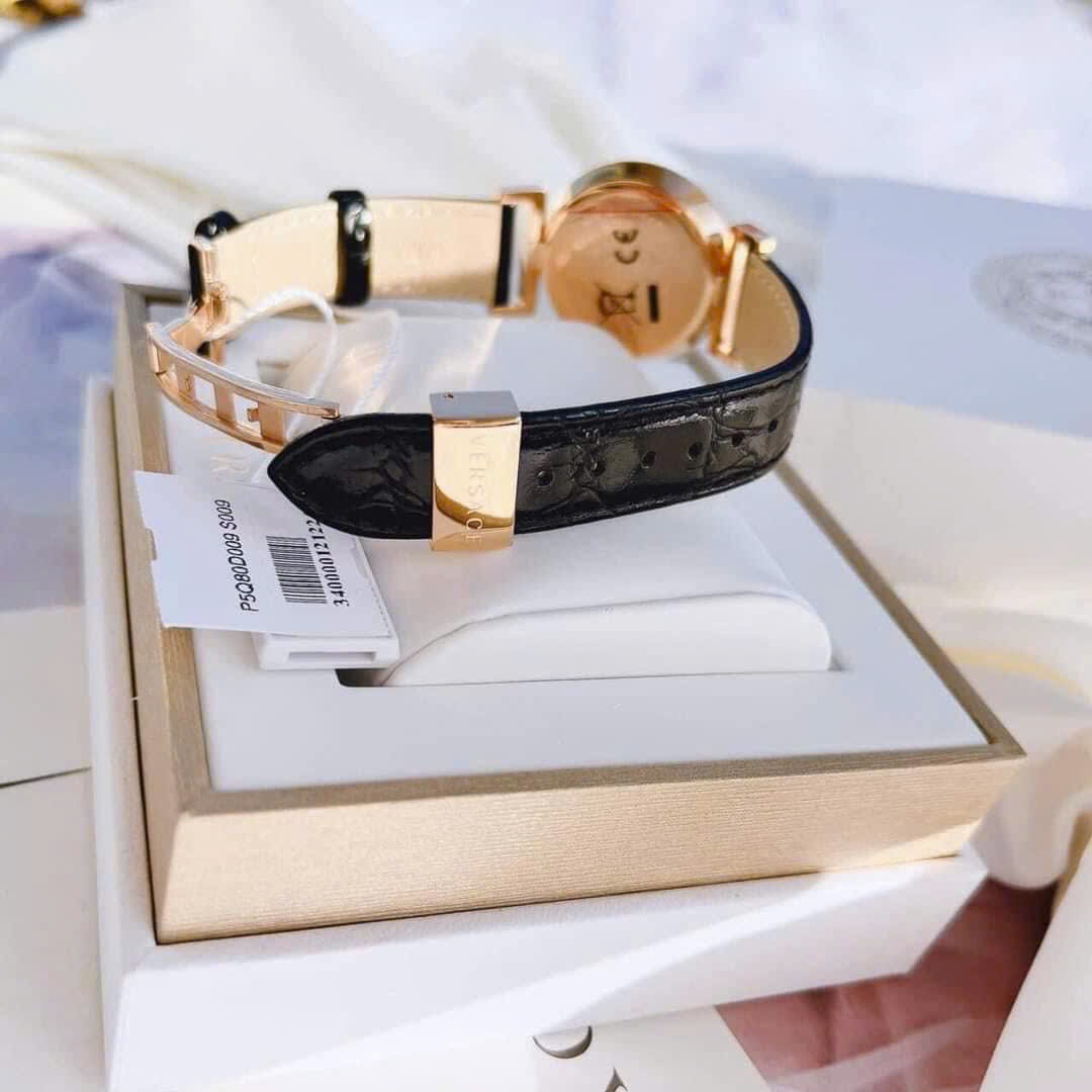 Đồng Hồ Versace Vanity |Nữ Giới |Vàng Gold |Dây Da Màu Đen |Máy Pin (Quartz) |Size 35mm |donghogiatot.vn