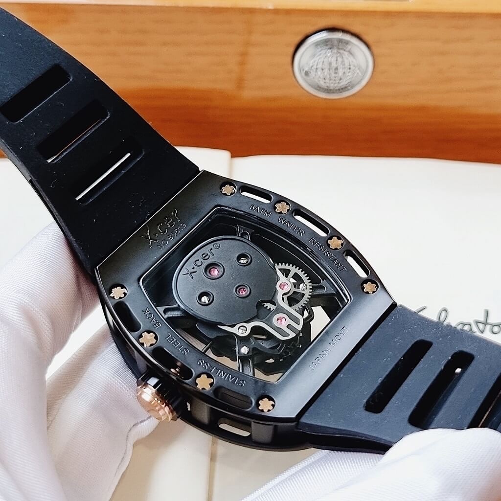 Đồng Hồ Xcer Hình Đầu Lâu |Nam Giới |Mặt Oval |Full Đen |Dây Silicone |Máy Pin (Quartz) |Size 42mm |donghogiatot.vn