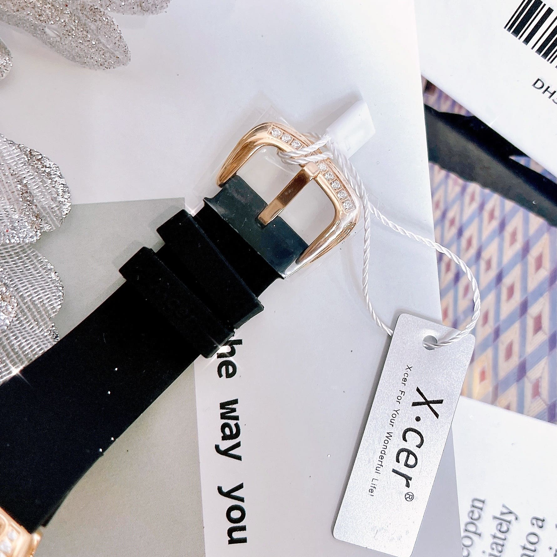 Đồng Hồ Xcer Mặt Oval |Nữ Giới |Đính Đá |Rose Gold |Dây Cao Su Đen |Máy Pin (Quartz) |Size 36mm |donghogiatot.vn