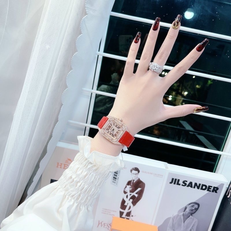 Đồng Hồ Xcer Mặt Vuông |Nữ Giới |Full Đá |Rose Gold |Dây Da Đỏ |Máy Pin (Quartz) |Size 36x36mm |donghogiatot.vn