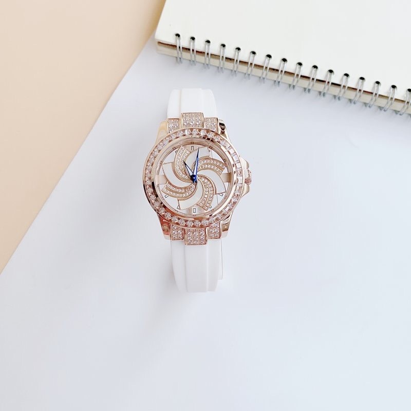 Đồng Hồ Xcer Mặt Xoay |Nữ Giới |Đính Đá |Rose Gold |Dây Cao Su Trắng |Máy Pin (Quartz) |Size 38mm |donghogiatot.vn