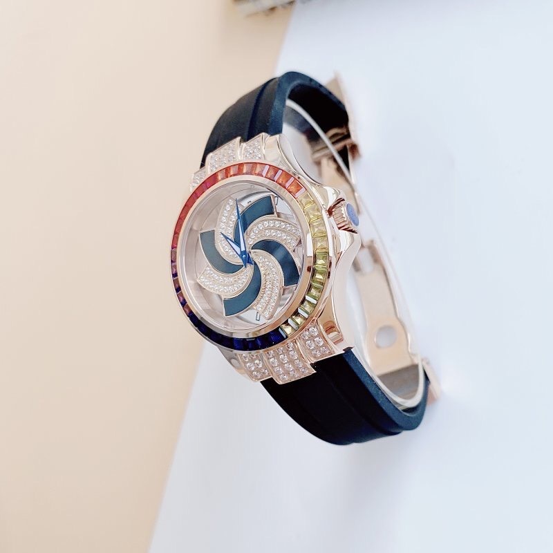 Đồng Hồ Xcer Rainbow |Nữ Giới |Mặt Xoay |Rose Gold |Dây Cao Su Đen |Máy Pin (Quartz) |Size 38mm |donghogiatot.vn