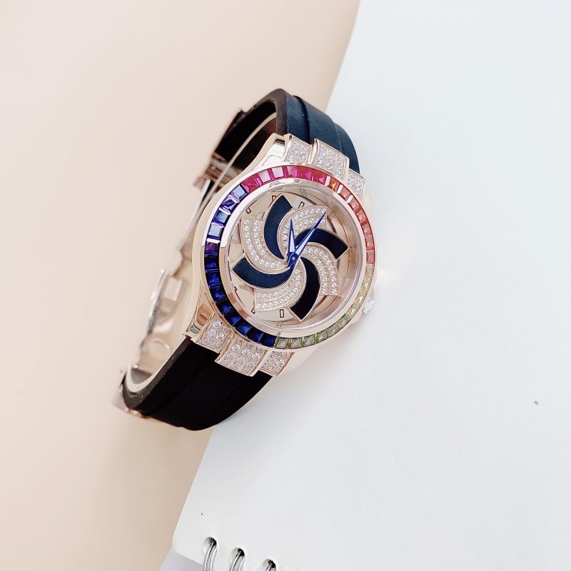 Đồng Hồ Xcer Rainbow |Nữ Giới |Mặt Xoay |Rose Gold |Dây Cao Su Đen |Máy Pin (Quartz) |Size 38mm |donghogiatot.vn