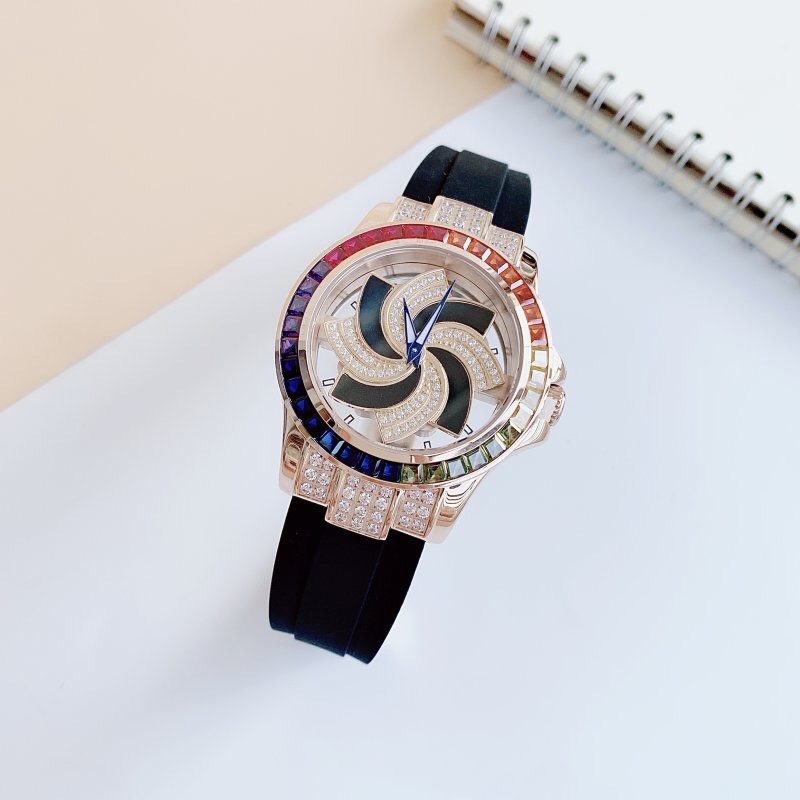 Đồng Hồ Xcer Rainbow |Nữ Giới |Mặt Xoay |Rose Gold |Dây Cao Su Đen |Máy Pin (Quartz) |Size 38mm |donghogiatot.vn