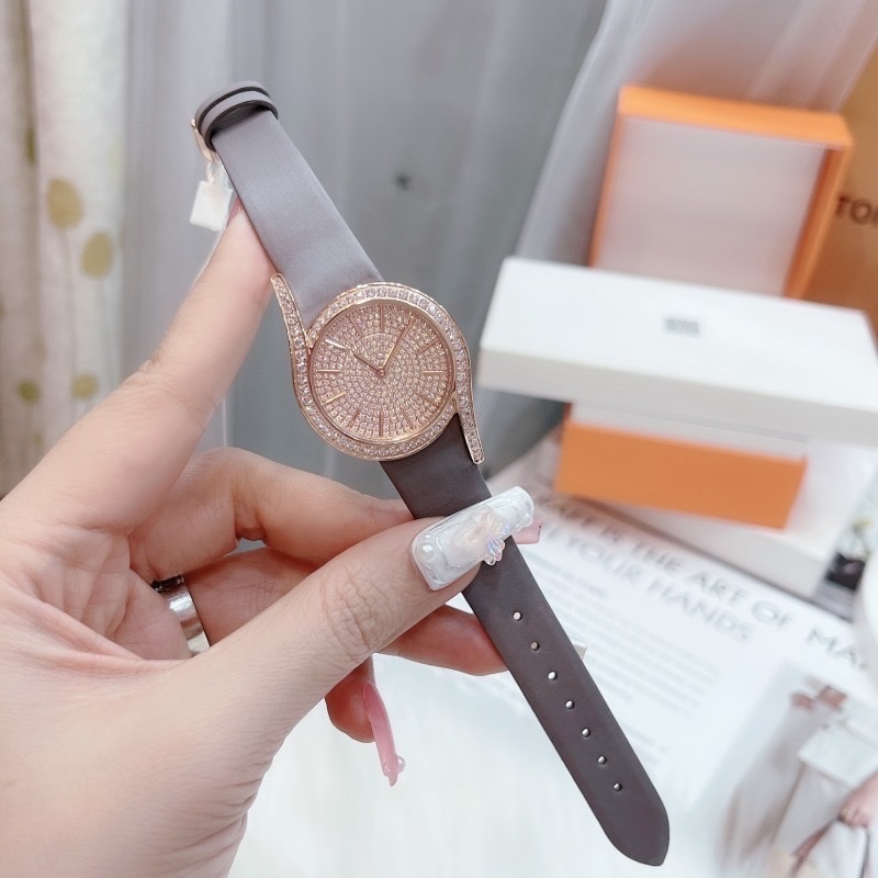 Đồng Hồ Xcer Tựa Piaget |Nữ Giới |Full Đá |Rose Gold |Dây Satin Xám |Máy Pin (Quartz) |Size 32mm |donghogiatot.vn