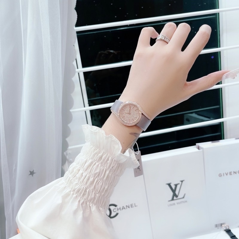 Đồng Hồ Xcer Tựa Piaget |Nữ Giới |Full Đá |Rose Gold |Dây Satin Xám |Máy Pin (Quartz) |Size 32mm |donghogiatot.vn