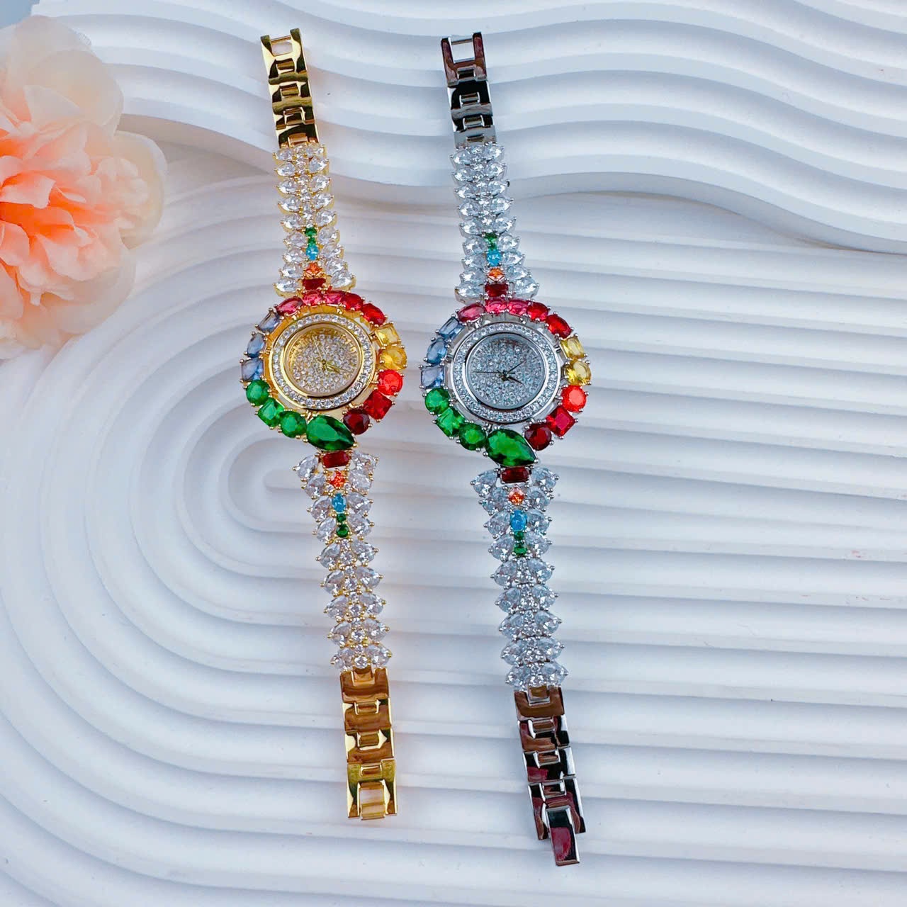 Đồng Hồ Chopard Mặt Đính Pha Lê Nhiều Màu |Nữ Giới |Vòng Tay Silver |Máy Pin (Quartz) |Size 35mm |donghogiatot.vn