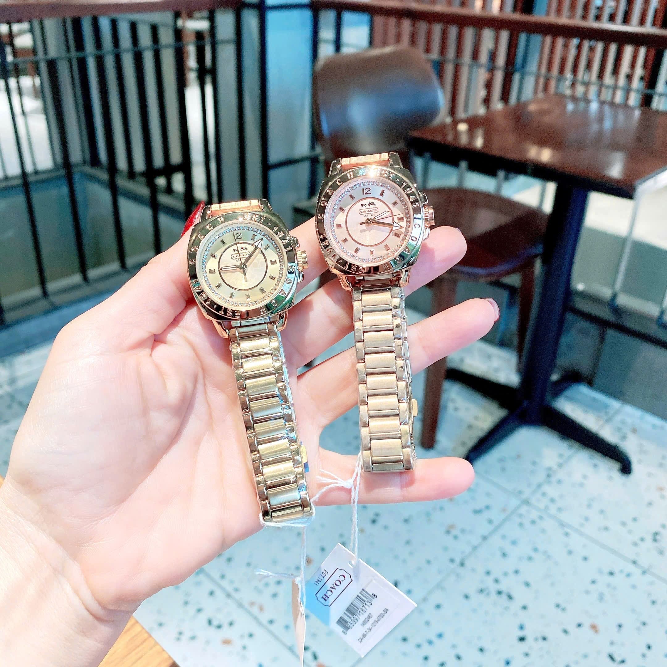 Đồng Hồ Coach EST 1941 |Nữ Giới |Mặt Đính Đá |Dây Kim Loại Rose Gold |Máy Pin (Quartz) |Size 35mm |donghogiatot.vn
