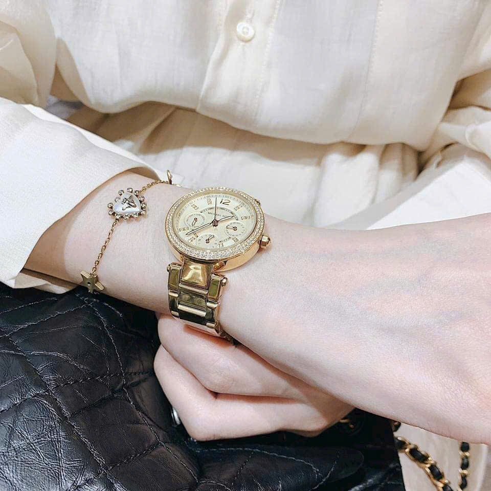 Đồng Hồ Michael Kors Mini Parker |Nữ Giới |Đính Đá |Dây Kim Loại Vàng Gold |Máy Pin (Quartz) |Size 33mm |donghogiatot.vn