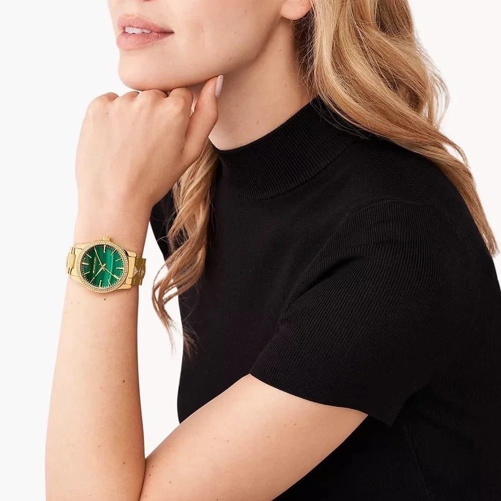 Đồng Hồ Michael Kors Runway |Nữ Giới |Mặt Xanh Lá |Dây Kim Loại Vàng Gold |Máy Pin (Quartz) |Size 38mm |donghogiatot.vn