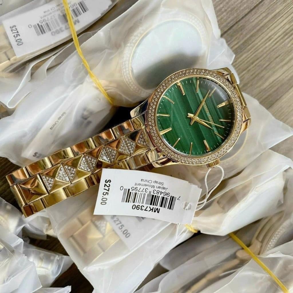 Đồng Hồ Michael Kors Runway |Nữ Giới |Mặt Xanh Lá |Dây Kim Loại Vàng Gold |Máy Pin (Quartz) |Size 38mm |donghogiatot.vn