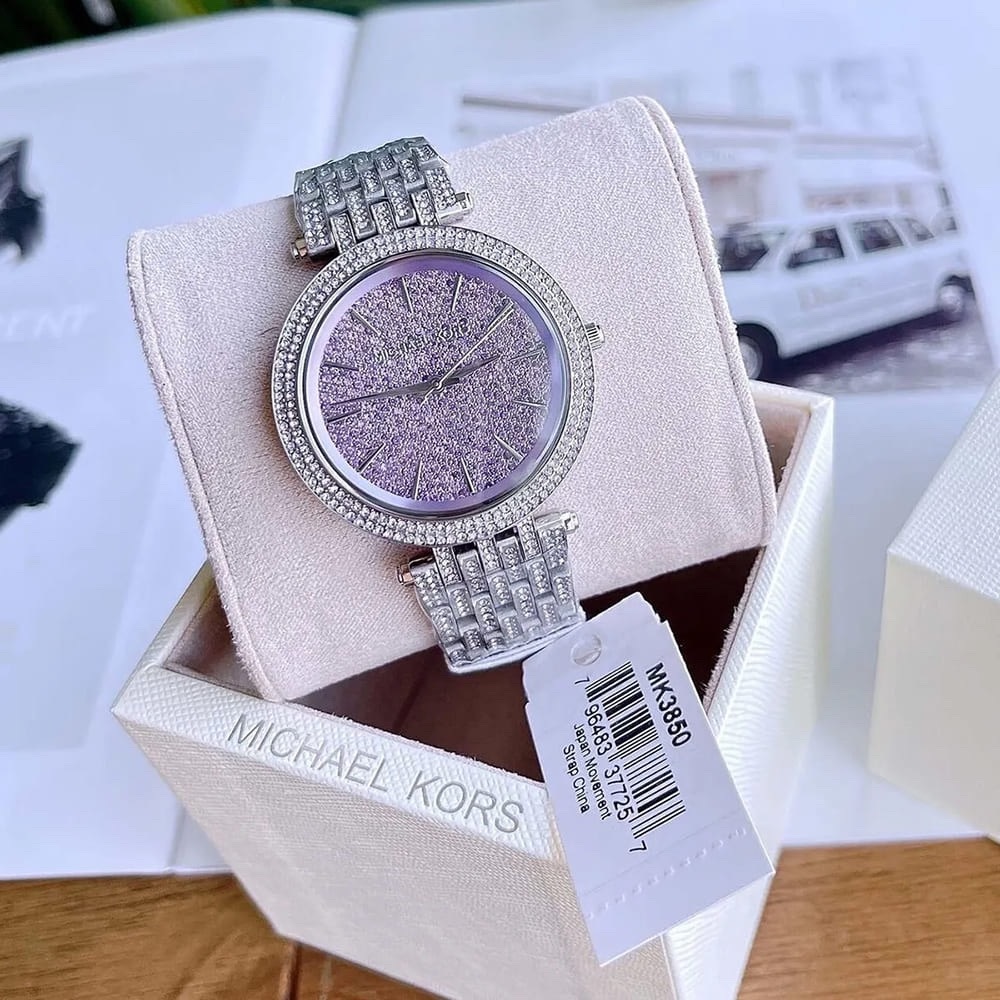 Đồng Hồ Michael Kors Darci |Nữ Giới |Mặt Full Đá Tím |Dây Kim Loại |Máy Pin (Quartz) |Size 38mm |donghogiatot.vn