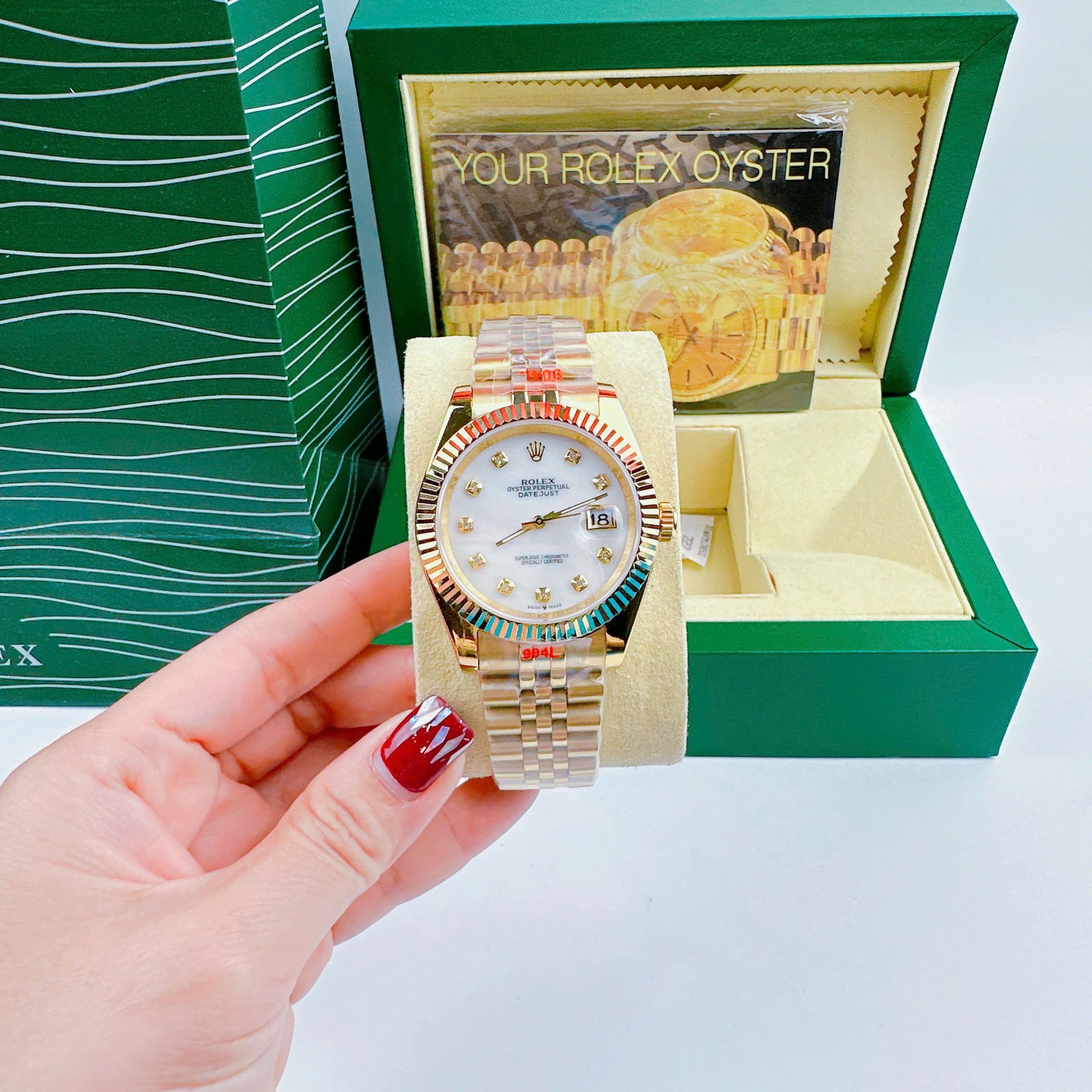 Đồng Hồ Rolex Niềng Khía |Nam Giới |Mặt Trắng |Dây Kim Loại Vàng Gold |Máy Pin (Máy Quartz) |Size 41mm |donghogiatot.vn