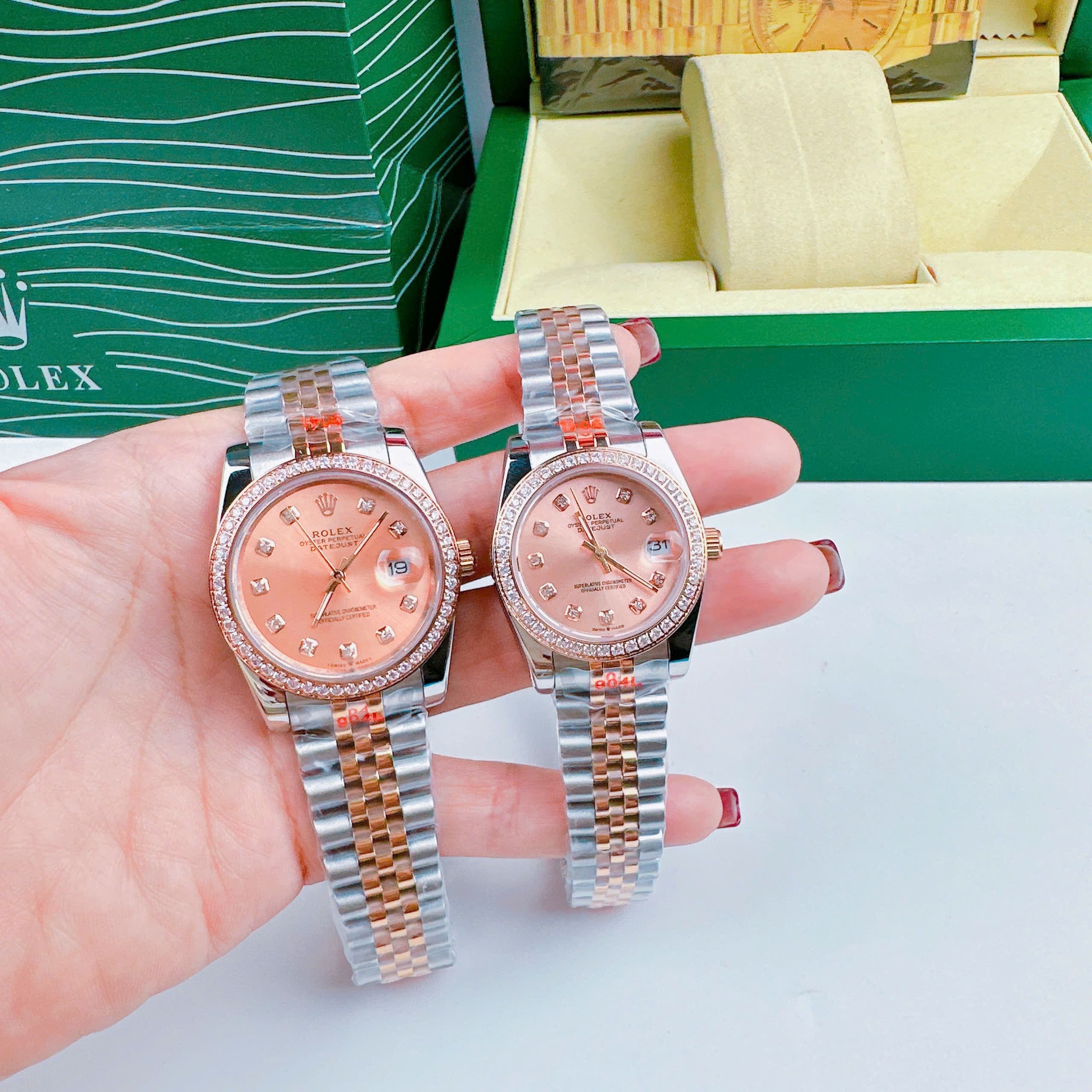 Đồng Hồ Rolex Date Just |Nam Giới |Hồng |Đính Đá |Dây Kim Loại Demi Rose |Máy Pin (Máy Quartz) |Size 36mm |donghogiatot.vn