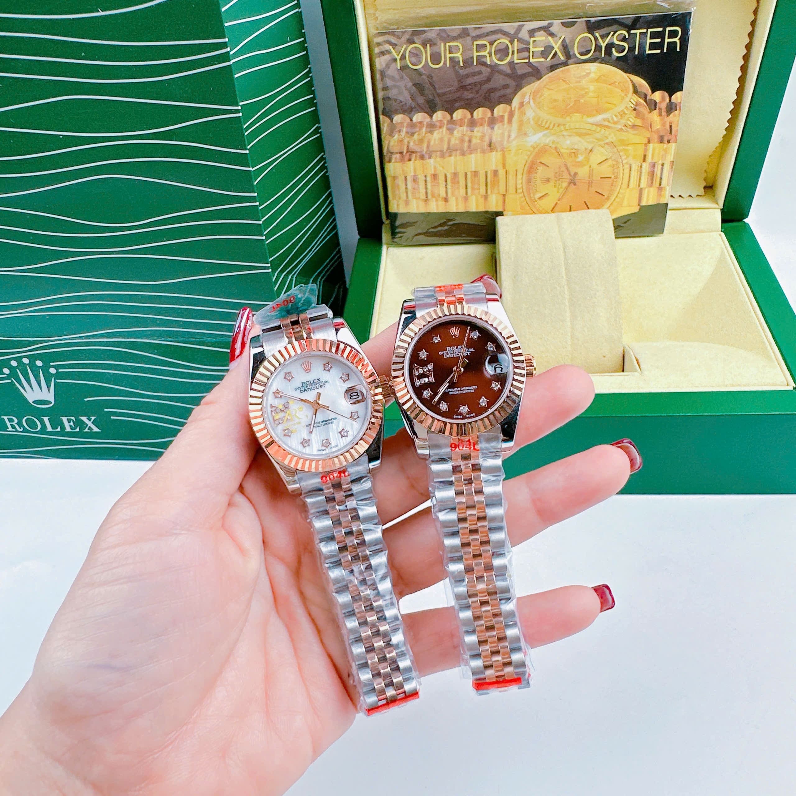 Đồng Hồ Rolex Đính Đá Ngôi Sao |Nữ Giới |Trắng |Niềng Khía |Dây Kim Loại Demi Rose |Máy Pin (Máy Quartz) |Size 31mm |donghogiatot.vn