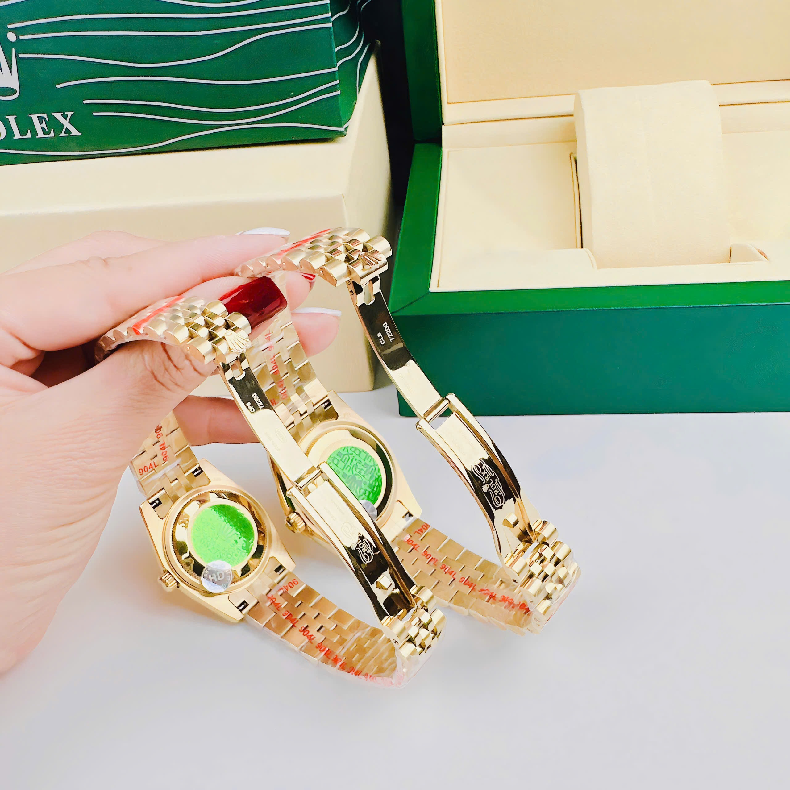 Đồng Hồ Rolex Date Just |Cặp Đôi |Đính Đá |Dây Kim Loại Vàng Gold |Máy Pin (Máy Quartz) |Size 36x31mm |donghogiatot.vn