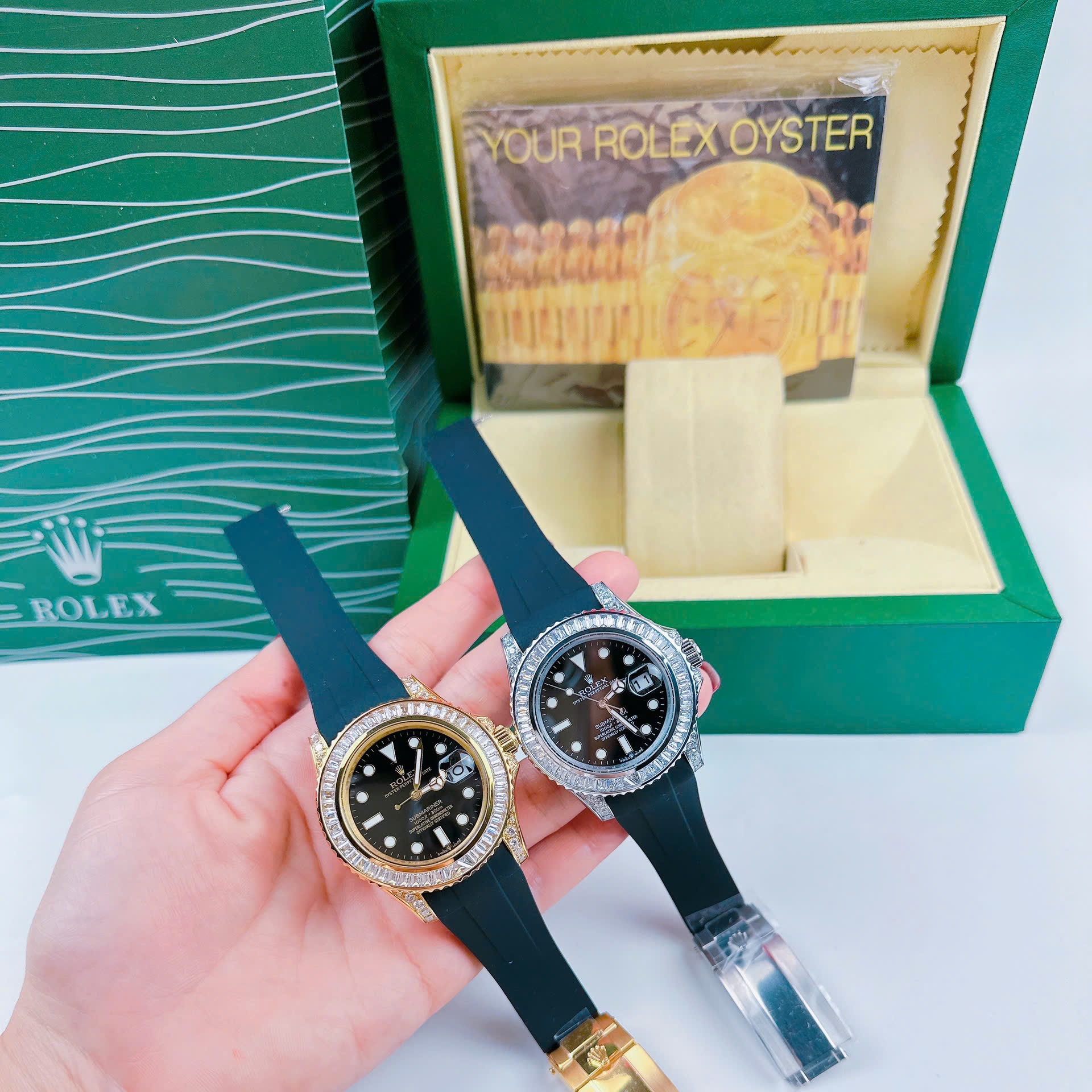 Đồng Hồ Rolex Submariner |Nam Giới |Đính Đá Vàng Gold |Dây Silicone Đen |Máy Cơ (Automatic) |Size 41mm |donghogiatot.vn
