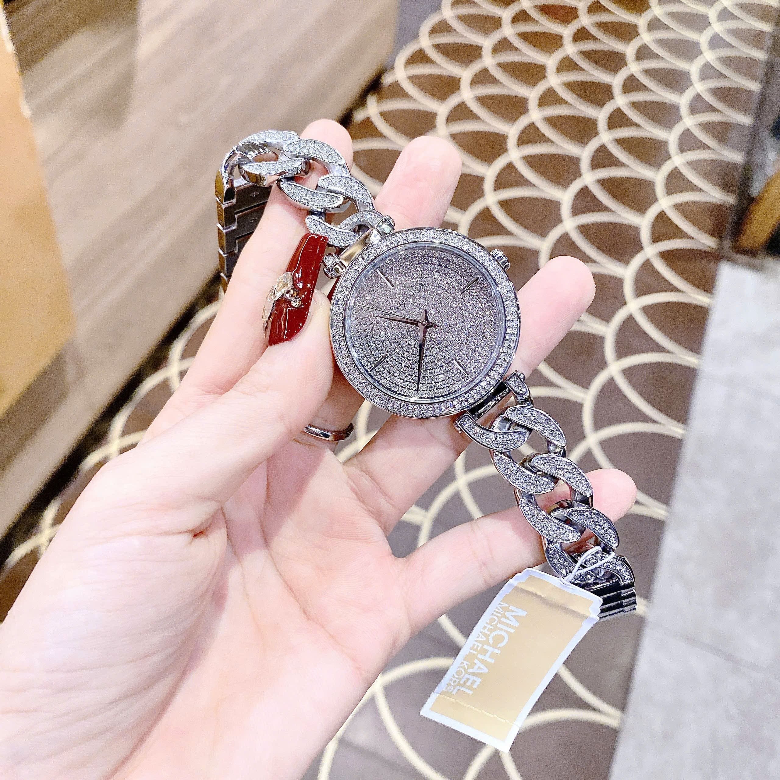 Đồng Hồ Michael Kors Catelyn |Nữ Giới |Full Đá |Dây Mắt Xích Trắng Silver |Máy Pin (Quartz) |Size 38mm |donghogiatot.vn