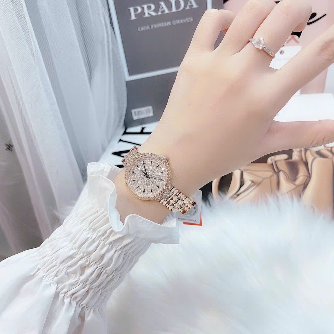 Đồng Hồ Davena Mặt Full Đá |Nữ Giới |Dây Kim Loại Rose Gold |Máy Pin (Quartz) |Size 32mm |donghogiatot.vn