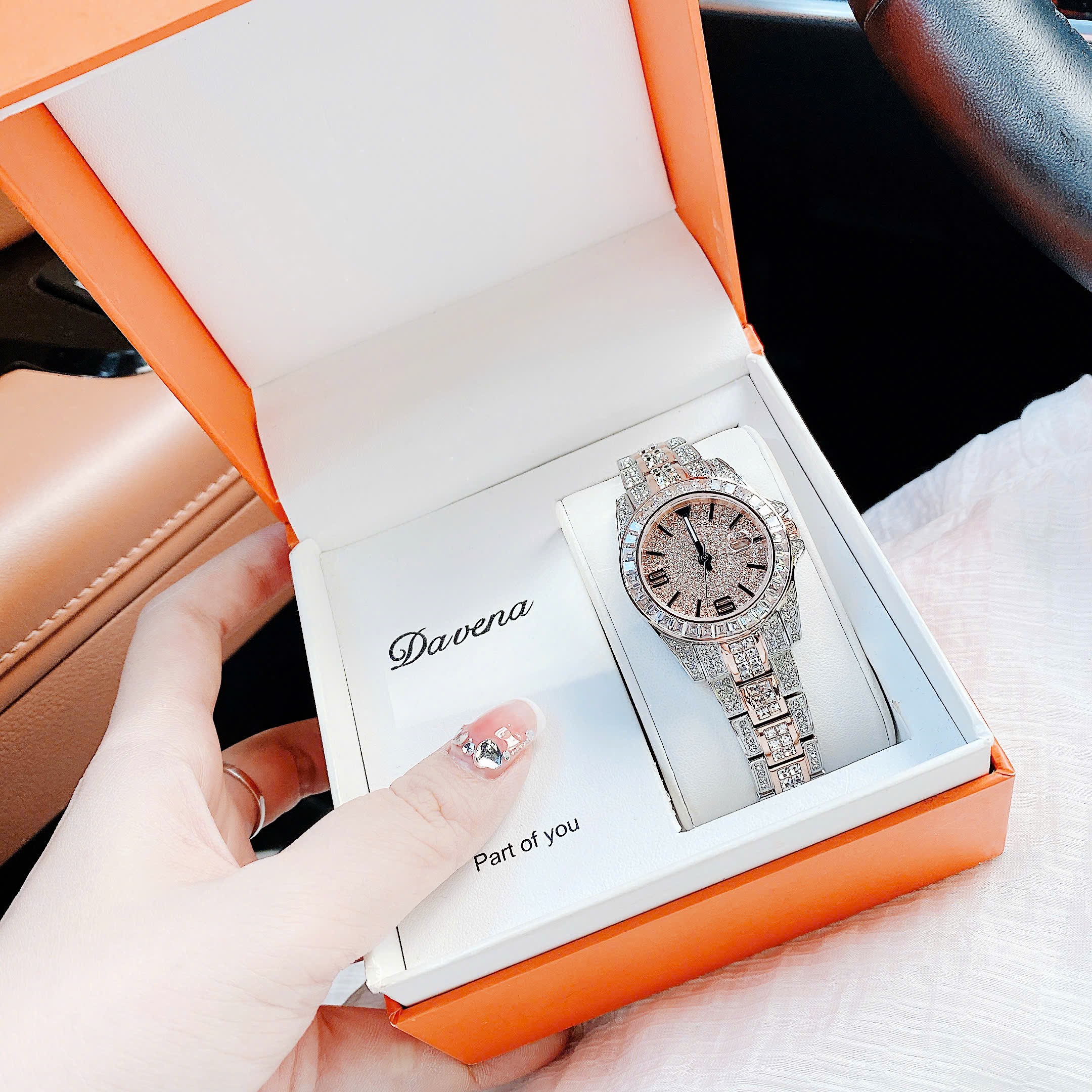 Đồng Hồ Davena Full Đá Swarovski |Nữ Giới |Dây Kim Loại Demi Rose Gold |Máy Pin (Quartz) |Size 33mm |donghogiatot.vn