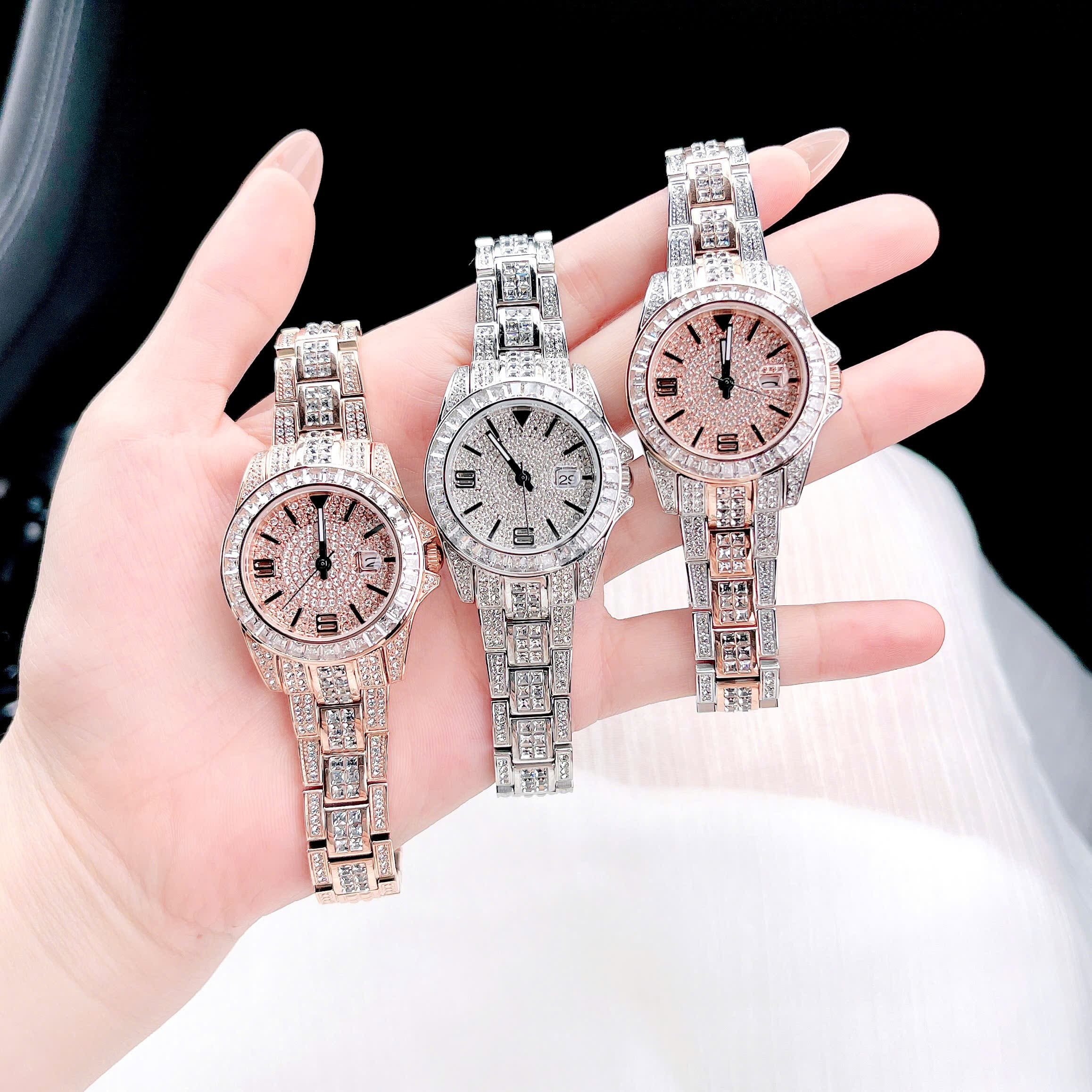 Đồng Hồ Davena Full Đá Swarovski |Nữ Giới |Dây Kim Loại Trắng Silver |Máy Pin (Quartz) |Size 33mm |donghogiatot.vn
