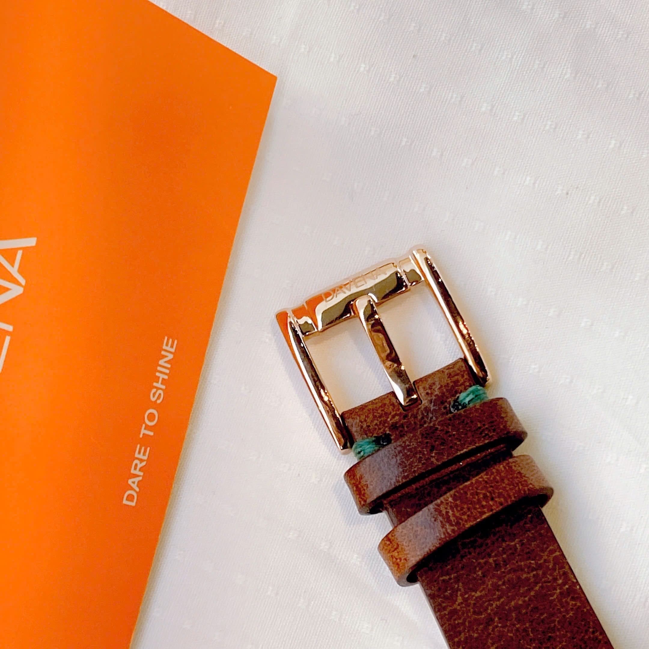 Đồng Hồ Davena Lộ Máy |Nữ Giới |Full Đá Rose Gold |Dây Da Nâu |Máy Cơ (Automatic) |Size 38mm |donghogiatot.vn