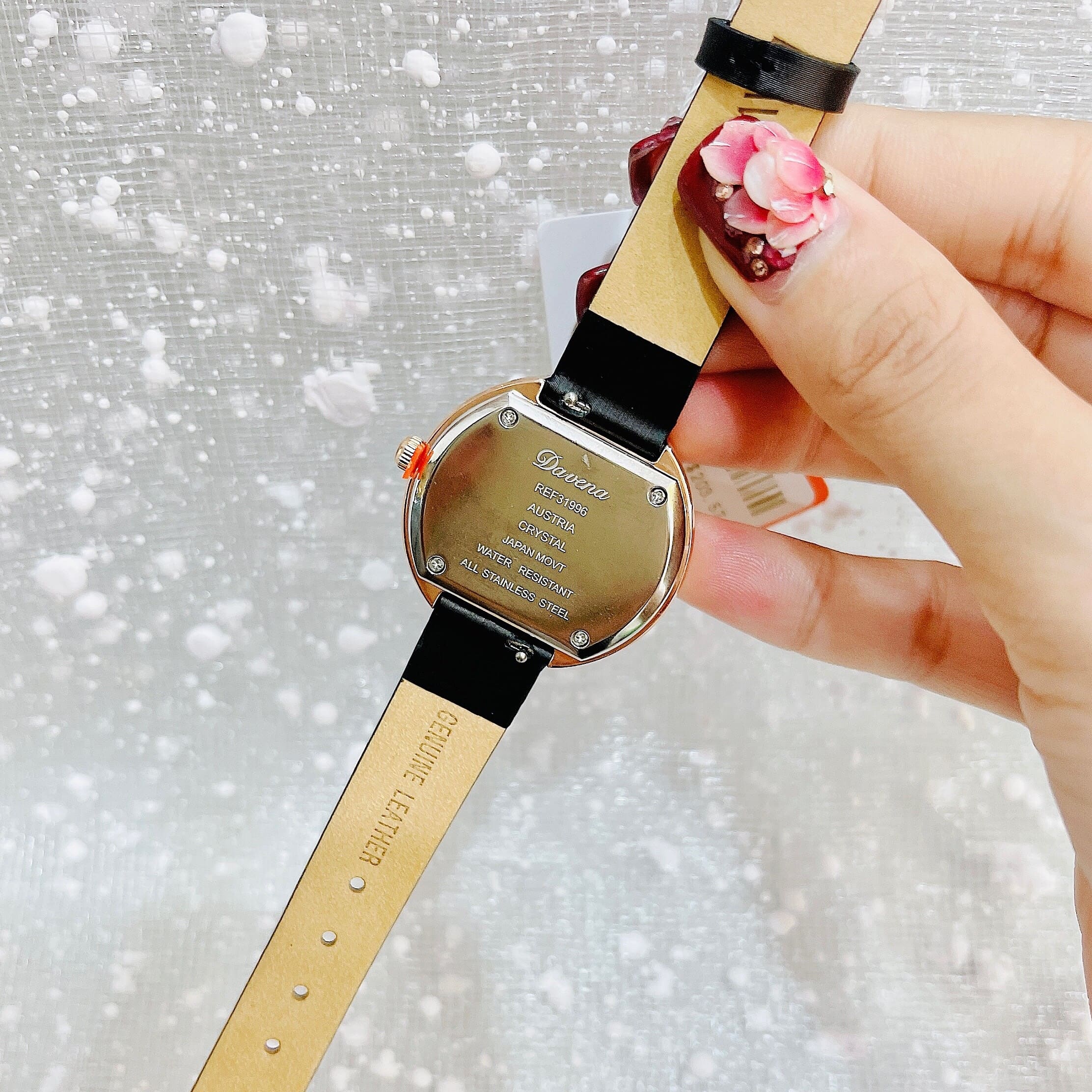 Đồng Hồ Davena Rose Gold |Nữ Giới |Mặt Full Đá |Dây Da Đen |Máy Pin (Quartz) |Size 30mm |donghogiatot.vn