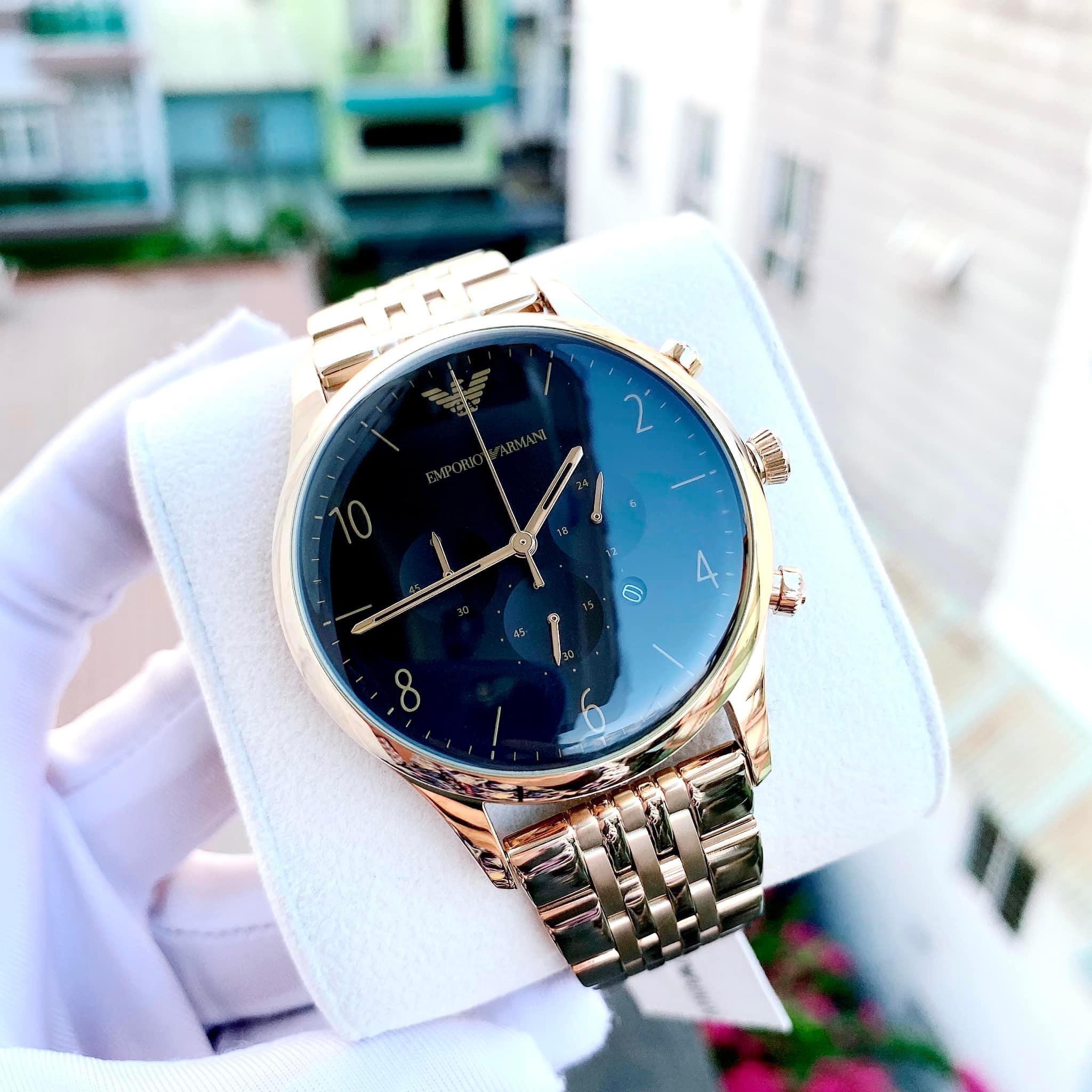 Đồng Hồ Emporio Armani Vàng Full Gold Luxury |Nam Giới |Dây Kim Loại |Máy Pin (Quartz) |Size 43mm |Donghogiatot.vn