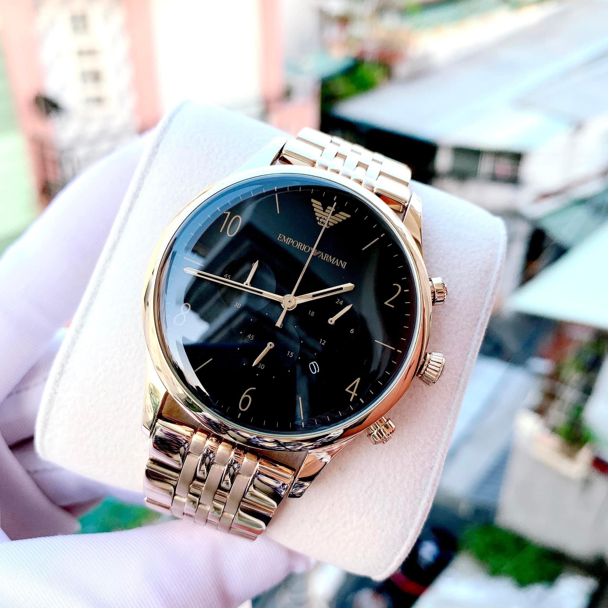 Đồng Hồ Emporio Armani Vàng Full Gold Luxury |Nam Giới |Dây Kim Loại |Máy Pin (Quartz) |Size 43mm |Donghogiatot.vn