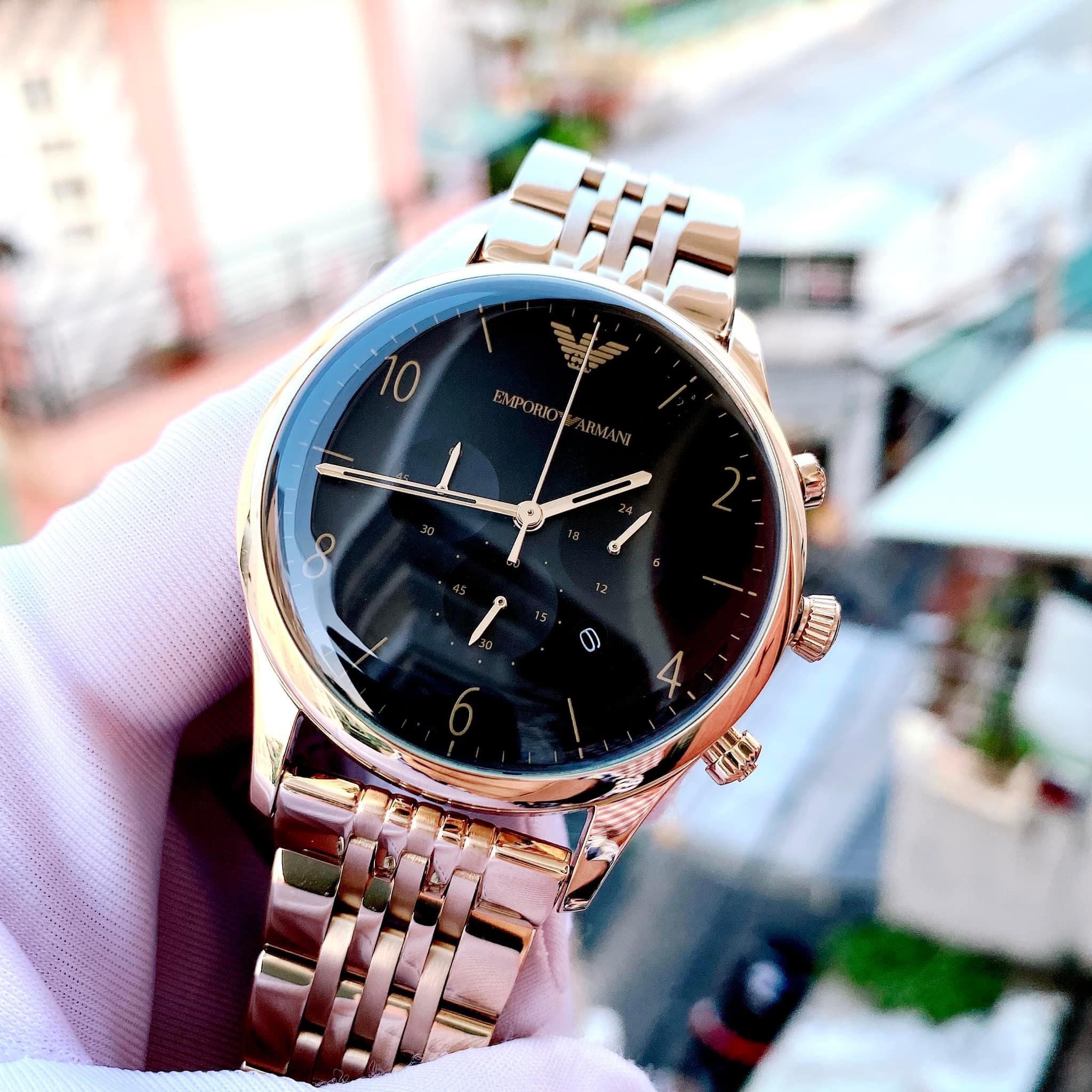 Đồng Hồ Emporio Armani Vàng Full Gold Luxury |Nam Giới |Dây Kim Loại |Máy Pin (Quartz) |Size 43mm |Donghogiatot.vn