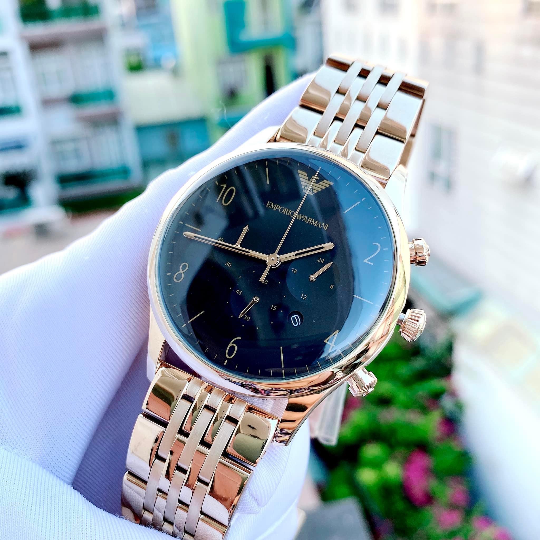 Đồng Hồ Emporio Armani Vàng Full Gold Luxury |Nam Giới |Dây Kim Loại |Máy Pin (Quartz) |Size 43mm |Donghogiatot.vn